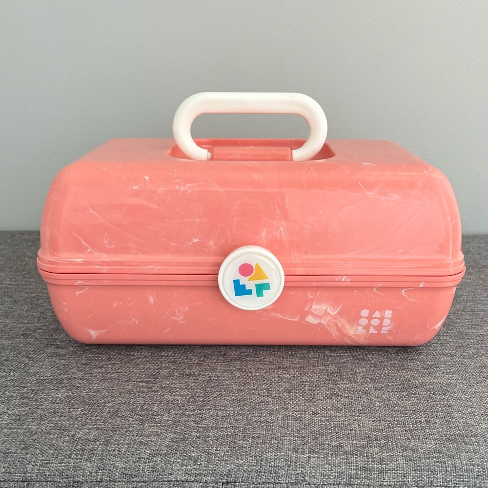 Caboodles Peach Marble Make Up Carry Case Organizer With Mirror Retro NOT VTG - Picture 13 of 13